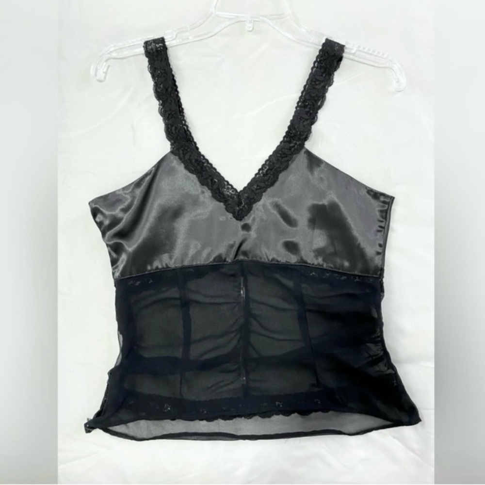 Black Satin & Lace Camisole - Picture 2 of 5